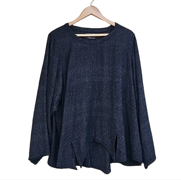 VINTAGE PRISA Boxy Tunic Top L XL 1X 2X Oversized Shirt Artsy Black Lagenlook - Picture 3 of 15